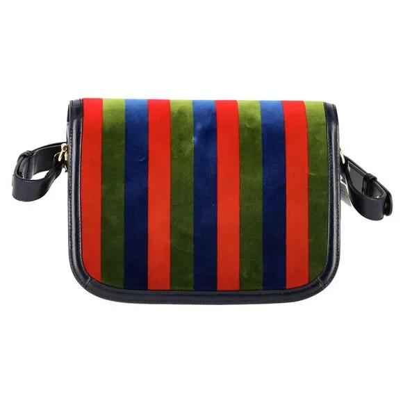 Gucci Horsebit 1955 Striped Shoulder Bag in Multicolor Velvet - Picture 3 of 8